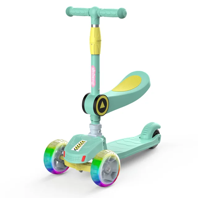 Children 3 In 1 Kick Scooter Folding Skateboard Kids Adjustable Height Flashing Light 3 Wheels Foot Scooters Boy Girl Scooter 1