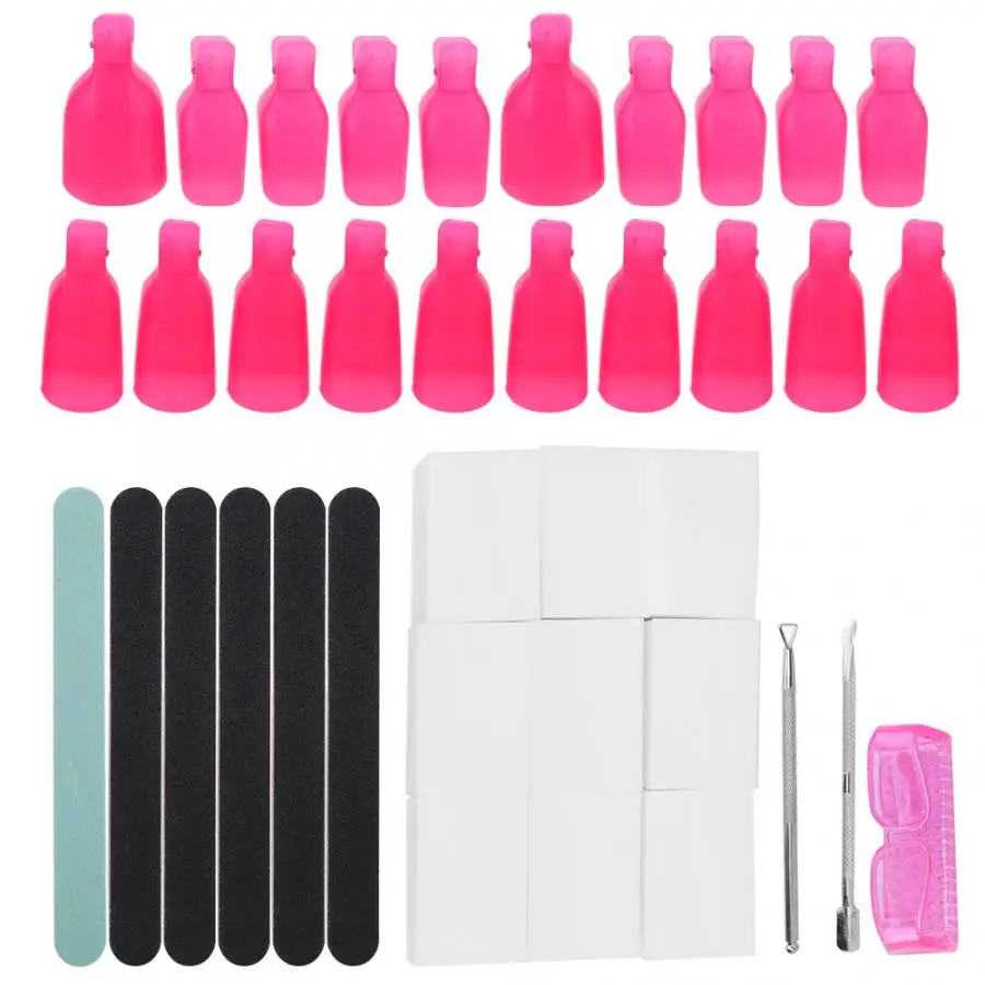 1 Набор для полировки ногтей набор инструментов для удаления замачивания клипса пилочка для ногтей Стальной Толкатель очиститель для ногтей гель для удаления лака маникюрные инструменты для ногтей