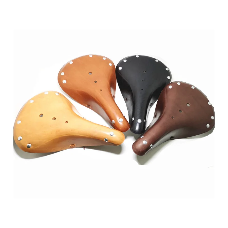 Bicycle Saddle Bicycle Seat Cushion Bike Riding Cushion Classic Bicycle Seat Pure Cowhide Bicycle Saddle for Outdoor Riding Comfortable Vintage Saddle Bike Spring Seat Cushion