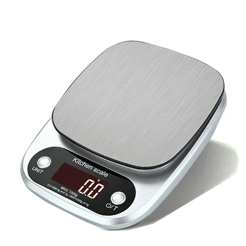 

5kg 0.1g LCD Electronic Kitchen Scales Household Balance Cooking Measure Tool Stainless Steel Digital Weighing Food Scale Grams