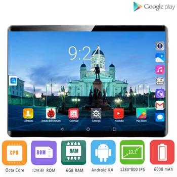 

2020 Sales Hot 10.1 inch Tablet pc Android 8.0 1280*800 IPS 4G LTE Octa Core 6GB RAM 128GB ROM 8MP WiFi GPS Tablets 10.1
