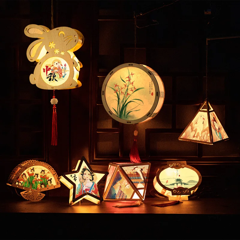 Mid-Autumn Festival Flowers and Plants of Paper Diy Manual Lantern Material Package Kindergarten Kids Portable Palace | Дом и сад