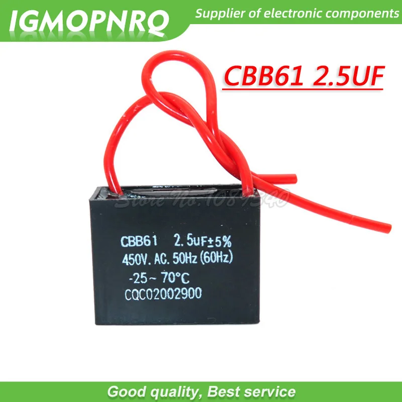 

5pcs CBB61 2.5uf starting capacitance AC Fan Capacitor 450V CBB 2.5uf Motor Run Capacitor