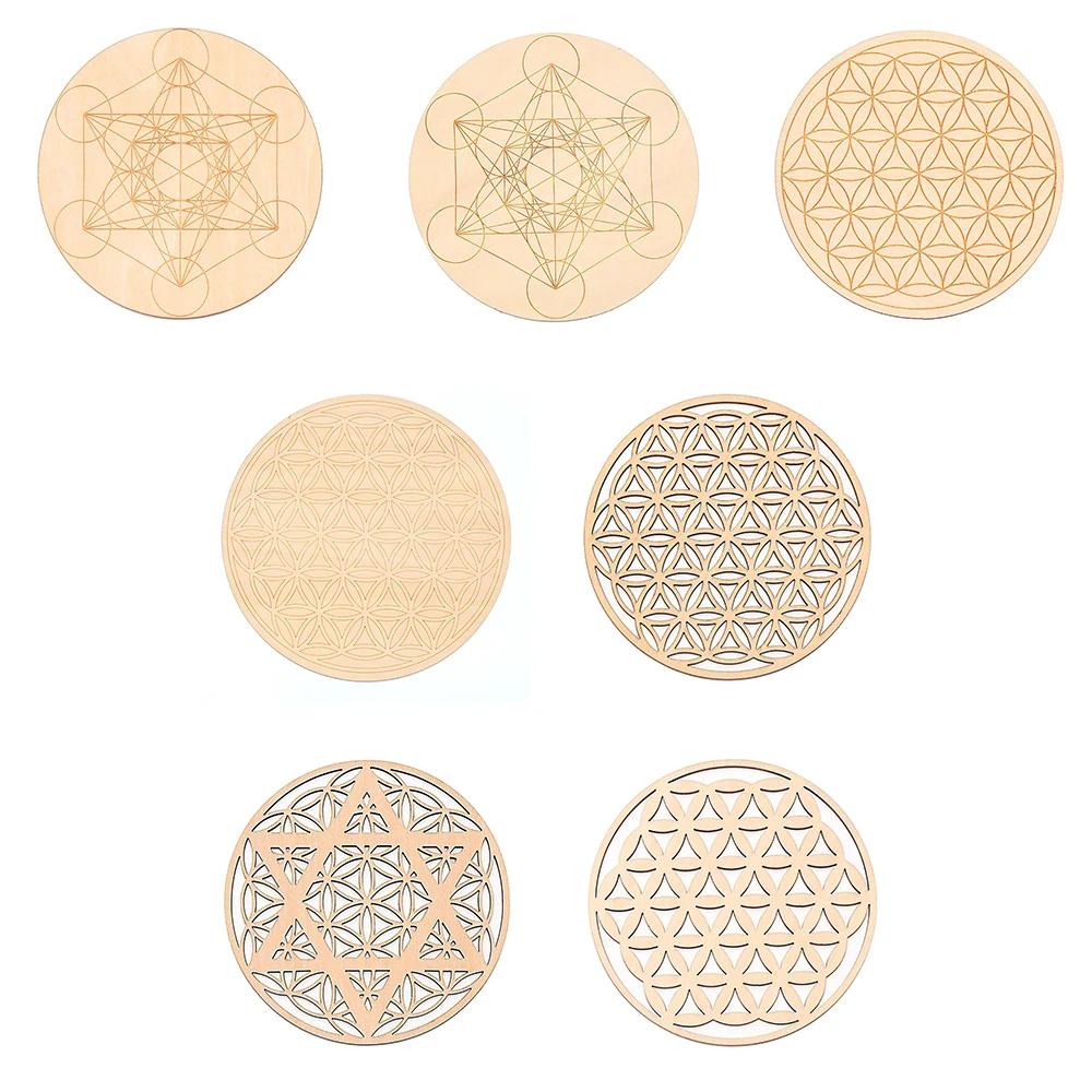 Details about   1PC Wood Round Edge Chakra Pattern Coaster Flower of life Circles Carved HOT 