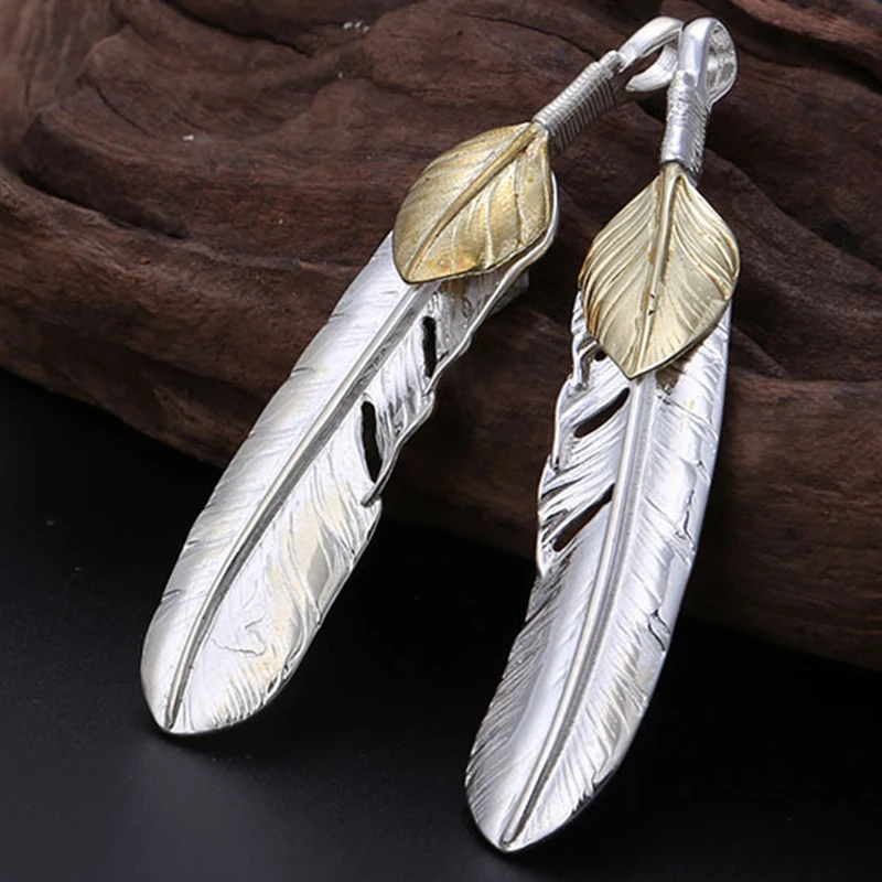 Чистое 925 пробы Серебряное перо кулон для унисекс тайский серебряный GOROS талисманы прекрасный подарок ювелирные изделия