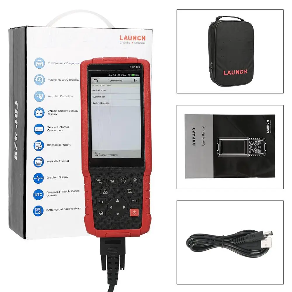 LAUNCH X431 CRP429 OBD2 сканер OBD OBDII EOBD диагностический инструмент все системы авто код читателя ключ инжектор кодирования DPF PK CRP429C - Цвет: crp429