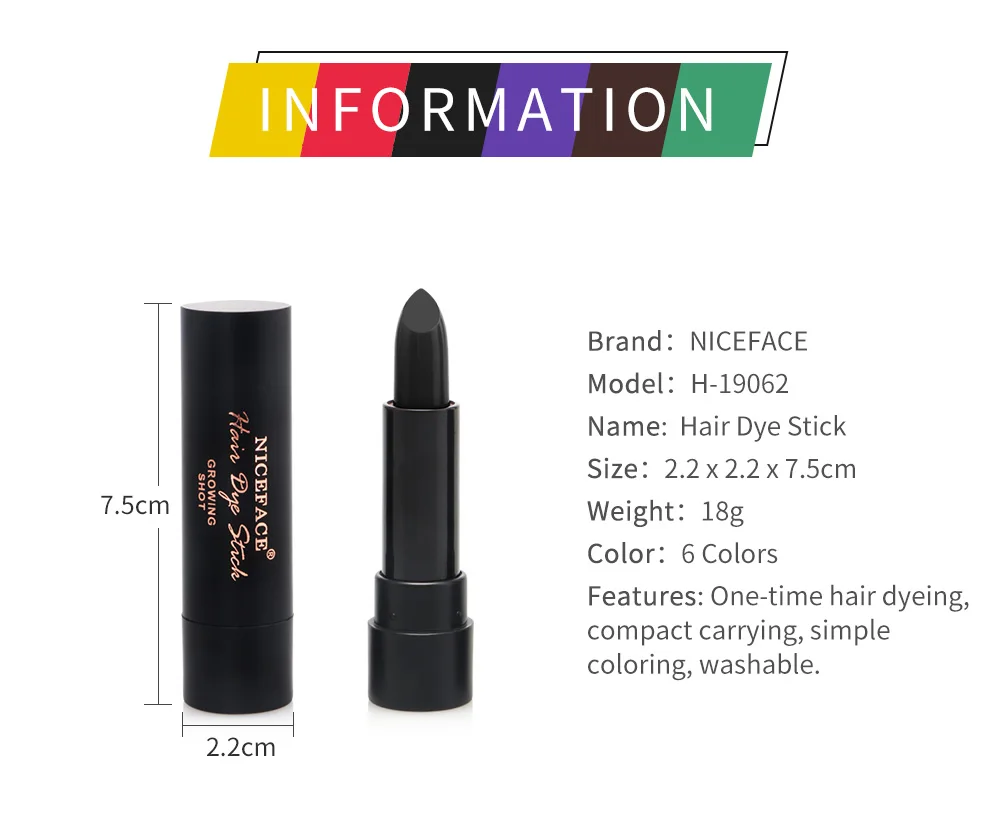 NICEFACE одноразовая краска для волос, временная краска для волос, крем, быстрая и длительная, Одноразовая, синяя, черная краска для волос, форма помады TSLM2