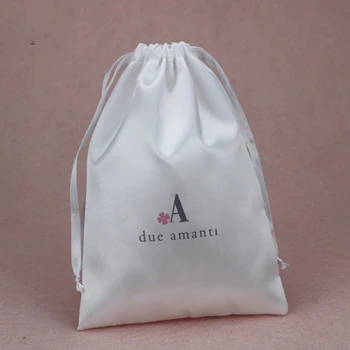 

50PCS 40x50cm White Silk Satin Drawstring Bags Custom Logo Bag Packaging Beauty Products Shoes Hair Extenssion Hand bag Wigs