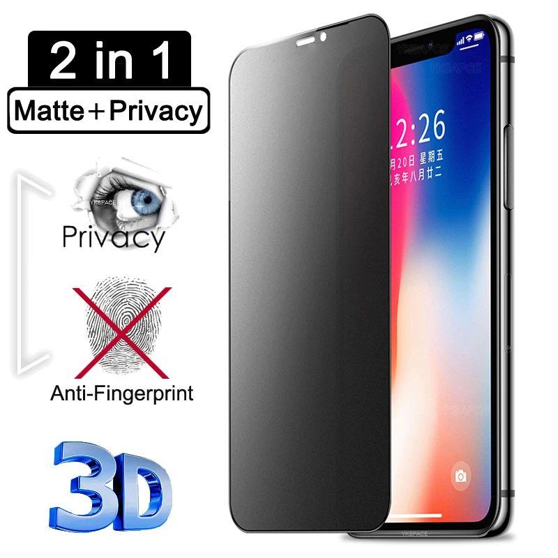 3D Full Cover Matte + Privacy Screen Protector For iPhone X XR XS 11 12 13 mini 14 Pro Max 6 7 8