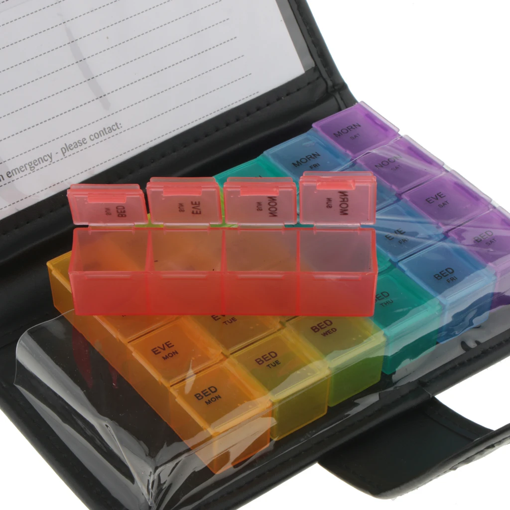 2Pcs Travel Pill Box Leather Case Organizer Weekly Medicine Holder Container for Home Travel Camping Hiking Outdoor Sports