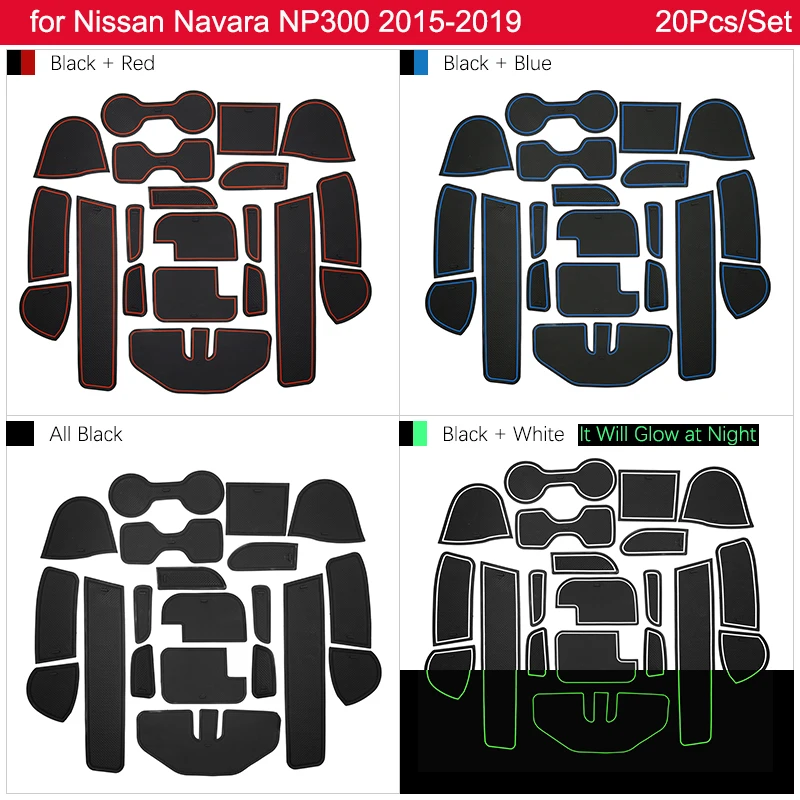 Противоскользящая дверная резиновая подушка для Nissan Navara NP300 D23~ красные желобчатые коврики аксессуары для салона автомобиля
