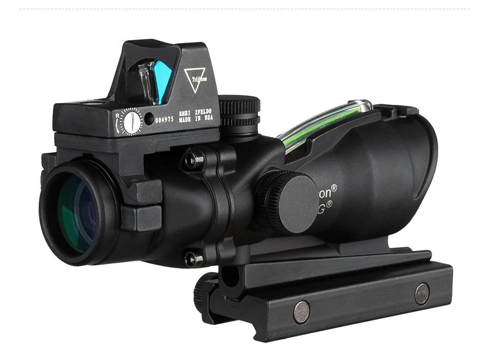 Acog 4x32 Optic Scope Riflescope Cahevron Reticle Fiber Green Red Illuminated Optic Sight With Rmr Mini Red Dot Sight