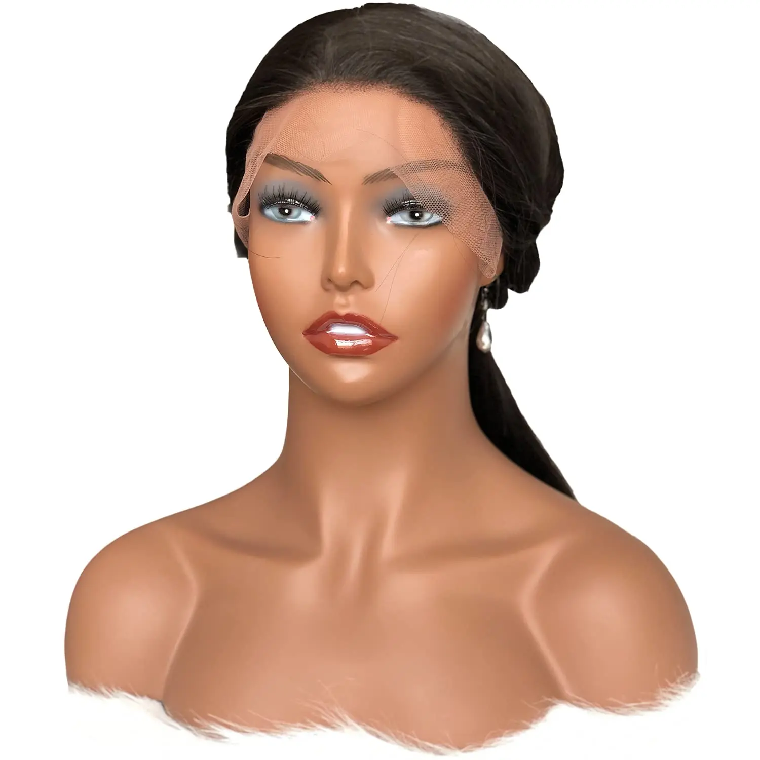 Realistic Female Mannequin Head With Shoulder Manikin Head Bust