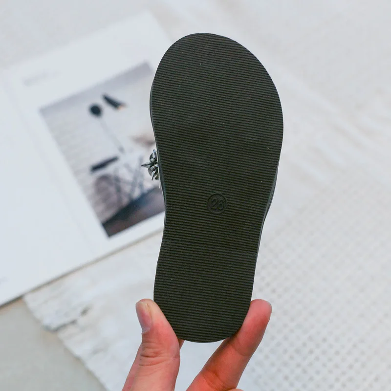 ULKNN Wholesale 2020  Summer Kid's Shoes INS Celebrity Princess Shoes Man-made Diamond Girls Slippers Casual Fashion Sandals