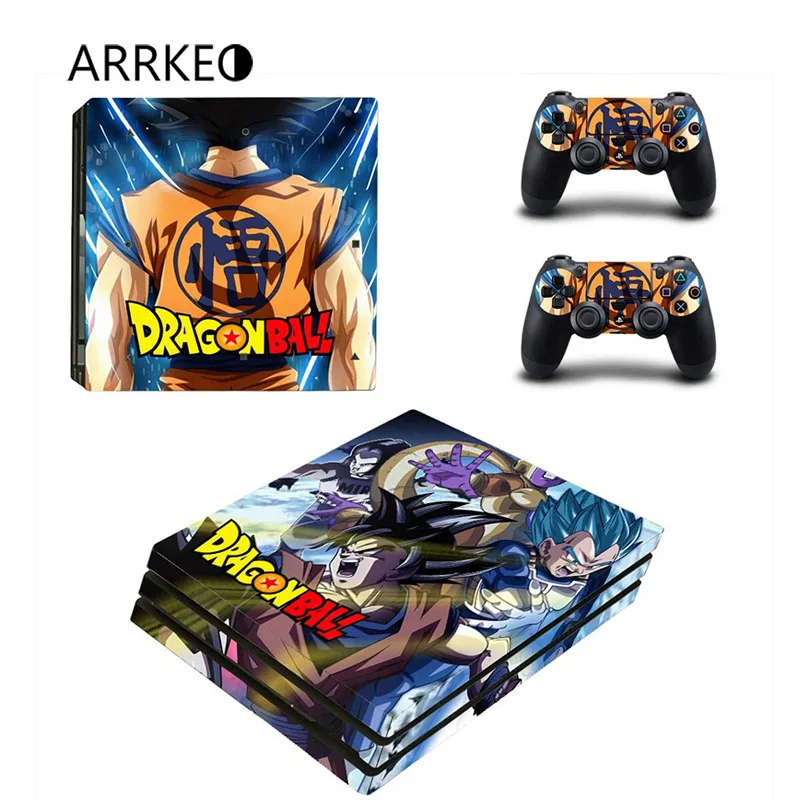 ARRKEO Dragon Ball Son Goku виниловая наклейка PS4 Pro Skin Наклейка для playstation 4 Pro Консоль 2 контроллера Скины наклейки s - Цвет: No Led Light Bar