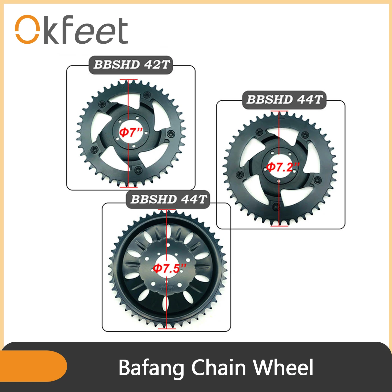 Okfeet Bafang BBSHD BBS03 Запчасти для электровелосипеда среднего двигателя 42T 44T 46T цепное