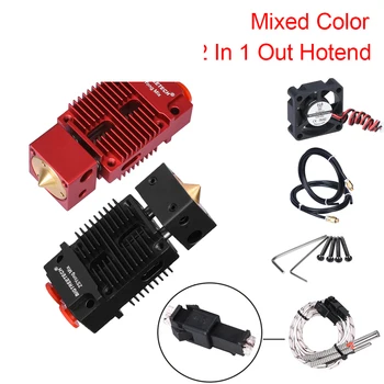 

2 In 1 Out Hotend Mixed Color 3D Printer Parts J-head Bowden Extruder 12/24V 1.75MM Filament Replace Thermistor VS V6 Hotend