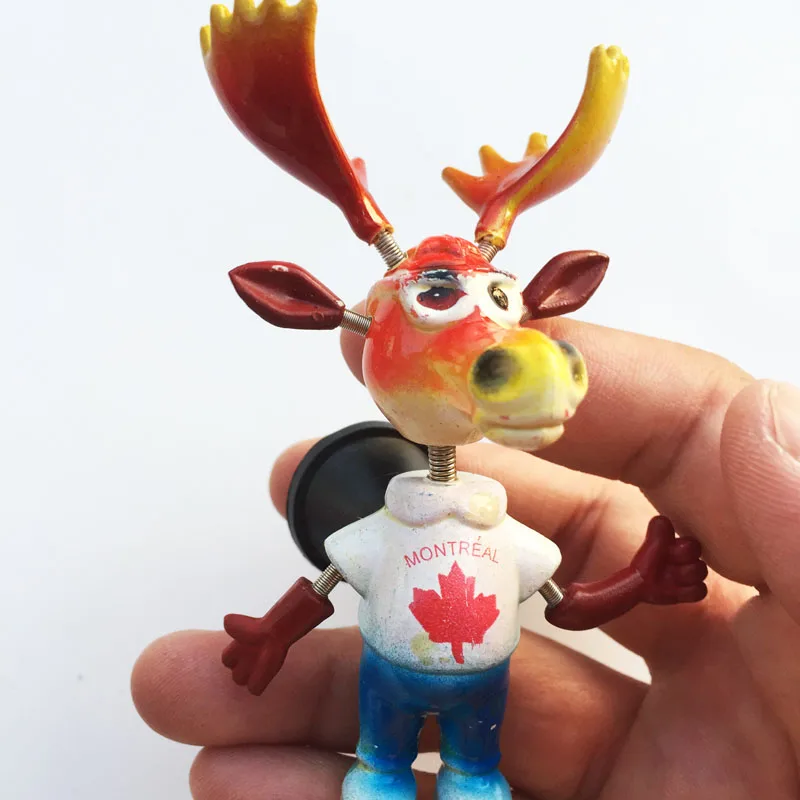 (Special offer) Canada cute cartoon elk spring sling foot magnetic fridge stickers decoration articles handicraft