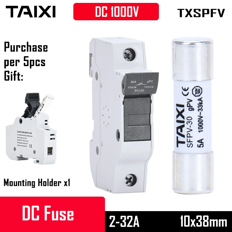 DC Fuse 1000V 2A 4A 6A 8A 10A 15A 25A 30A Breaker Holder 1P 2P Parallel Solar PV Use With Base 50KA High Voltage | Обустройство дома