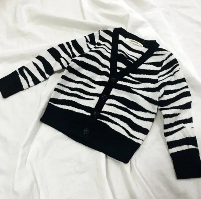 

Hot Baby Boy Zebra Cardigan For Spring Autumn Toddler Girls Sweaters Tops Kids Knitted Jacket Children Long Sleeve Clothes Gifts