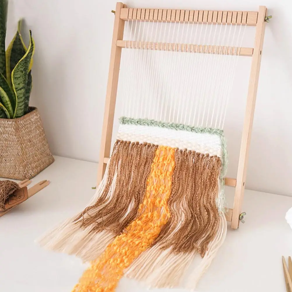 Wooden Sewing Machine Weaving Loom Handmade Woven Wooden Loom DIY Wool Hook Looms Tapestry Weaver Sewing Accessories