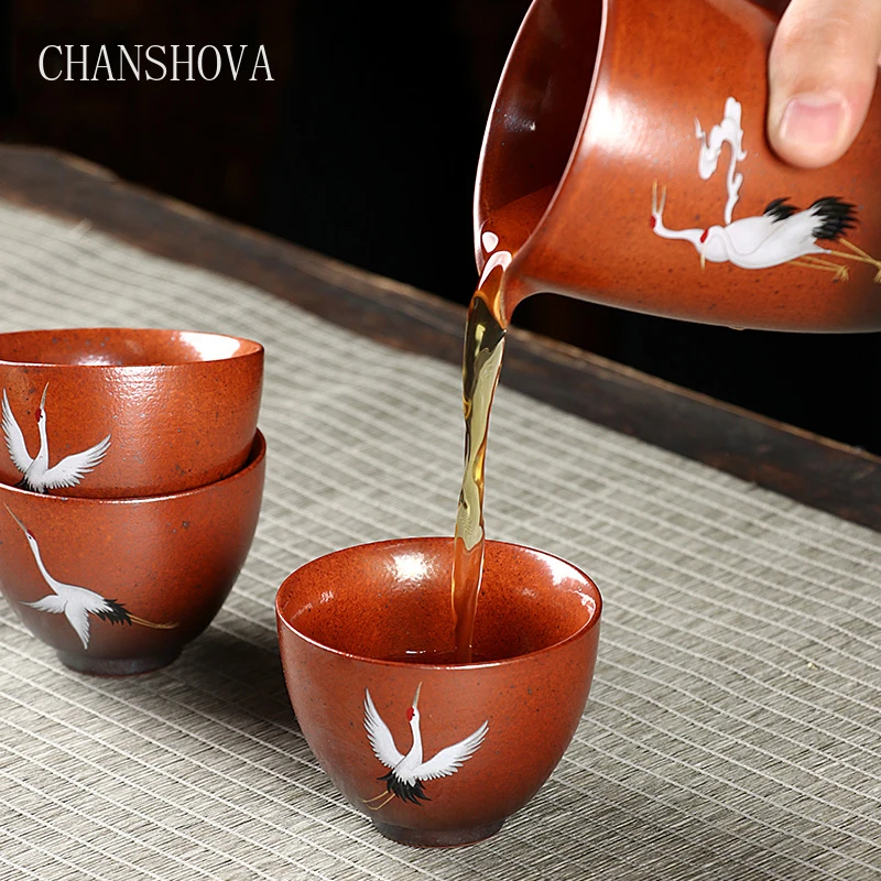CHANSHOVA китайская ретро ручная работа глазурованная фарфоровая чайная чашка 100 мл Красная коронка кран узор Китай кунг-фу керамические чайные чашки H177