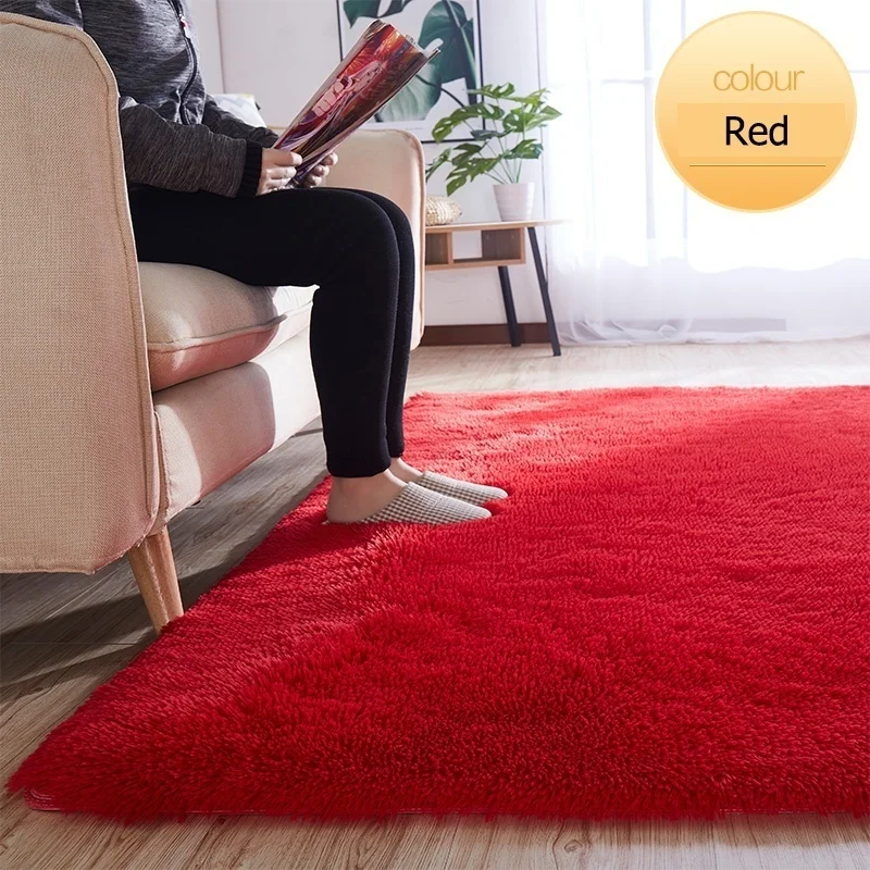 Large Size Super Soft Tie-Dye Art Carpet Floor Bedroom Mat Gradient Color Fluffy Area Rug Living Room Carpet Hallway Mat - Color: Red