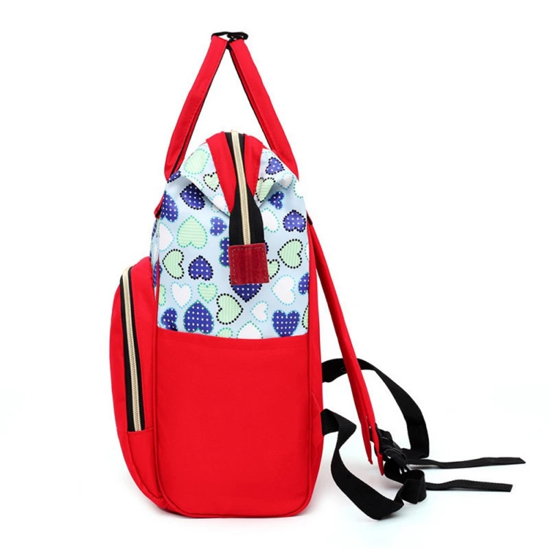 Portable Travel Fashion Heart Print Mummy Bag Large Capacity Waterproof Backpack Multi-function Backpack #m