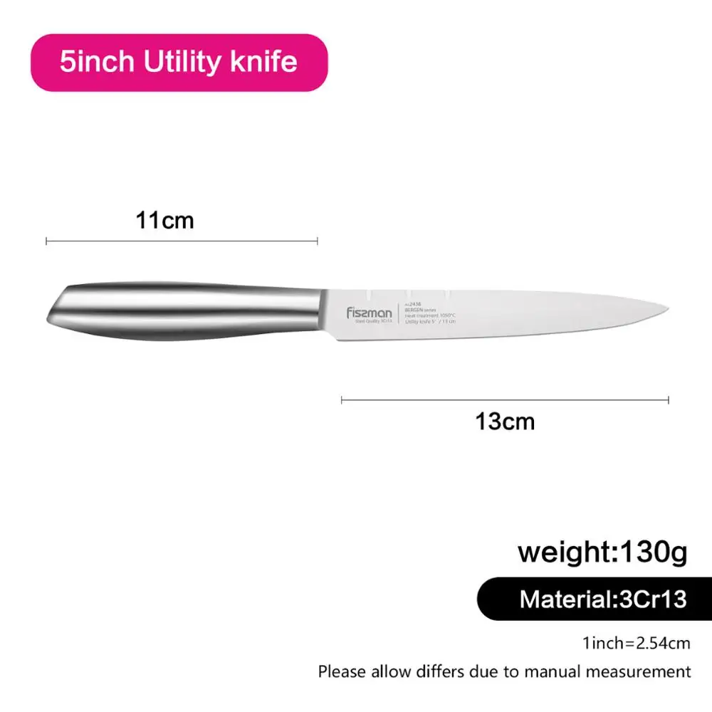 Model 2438 FISSMAN Bergen Series Stainless Steel Kitchen Knives-Peeling Paring Utility Santoku Knife - Color: Model 2438