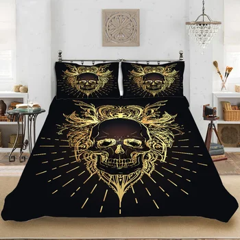 

Fanaijia 3D Skull Bedding Set black Quilt cover set Duvet Cover Set Twin/Queen /King size bed sets