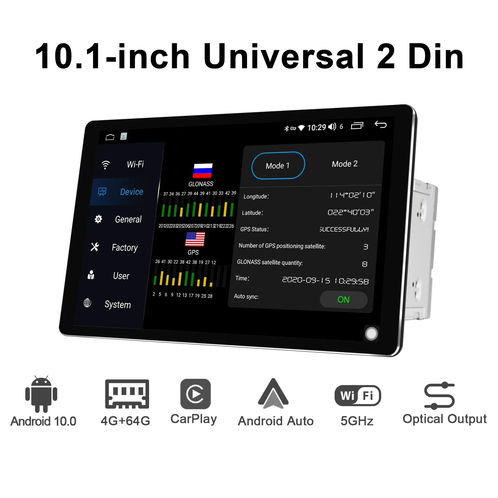 JOYING Android 10.0 car radio player universal 10.1 inch 2 din 4GB RAM& 64GB ROM support carplay 5G WIFI  Fast Boot 1280*800 RDS
