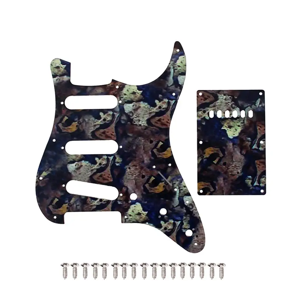Набор из 1Ply состаренной гитары Pickguard Script Plate Strat SSS 11 отверстий и полости пружинная крышка задняя пластина w/Винты