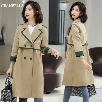 

Spring Autumn Office Ladies Elegant Trench Coat Slim Double Breasted Women Long Windbreakers Plus Size Overcoat Femmino