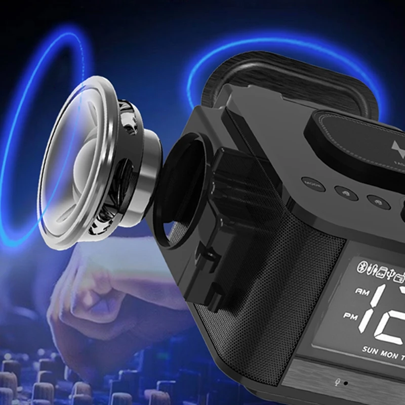 Беспроводная зарядка Будильник Bluetooth динамик fm радио со светодиодным дисплеем
