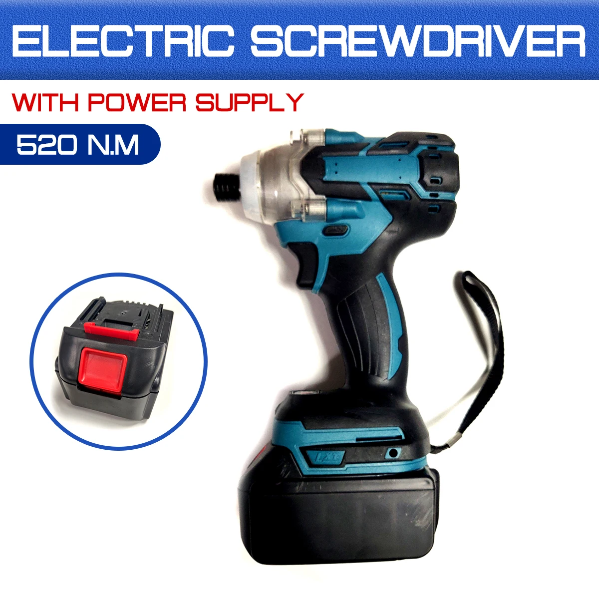 18V 520 N.m Cordless Electric Screwdriver Speed Impact Wrench