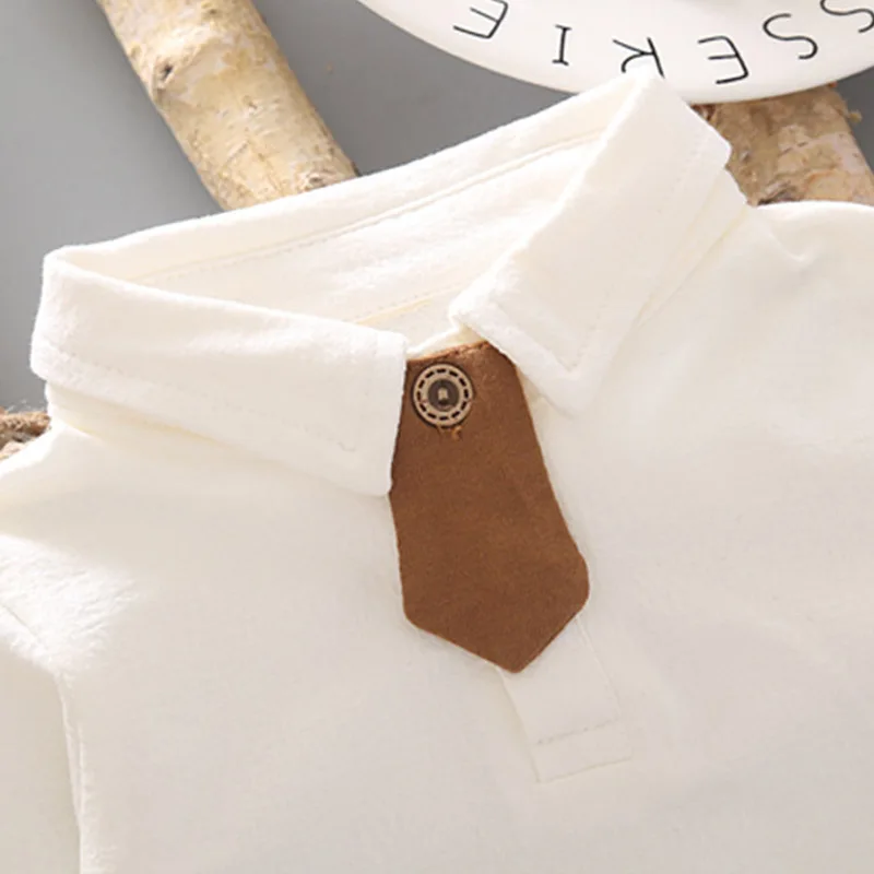 Spring Autumn New Pattern Baby Kids Boys Small Suit Sets Handsome Cotton White T-shirt+Solid Color Lapel Coat+Trousers Set
