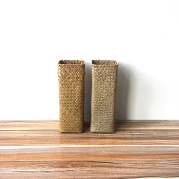 

Hand-woven Natural Seagrass Basket Garden Flower Vase Rural style home decoration Dry flower decor Rectangular flower basket