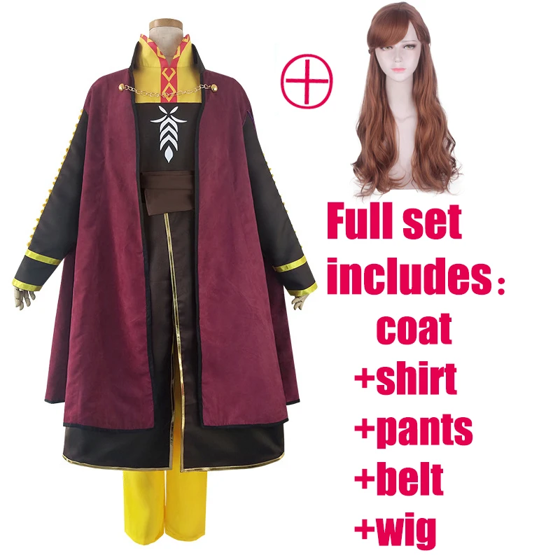 Anna Costume and wig Костюм Эльзы из фильма, платье, парик Анны, платья принцесс Эльзы и Анны, карнавальный костюм для взрослых, королевские волосы для девочек, Сказочная одежда - Цвет: Anna Costume and wig