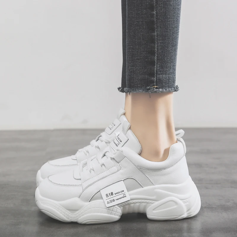

Womens Trainers Women's Sneakers With Platform shoes Summer Shoes Running Thick 2019 Heels Fashion Lace-Up Riband PU Fabric Med