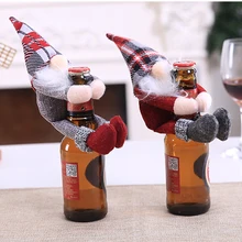 2 шт рождественские красные чехлы для винных бутылок Санта-Клаус обнимающий декор шампанского год Рождество ужин вечеринка украшения для дома