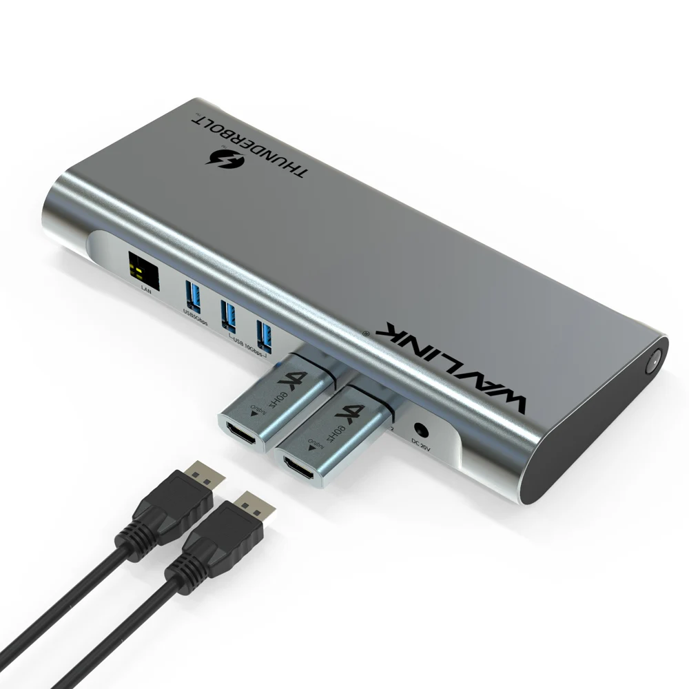Док станция Thunderbolt 3 для ноутбука 8K двойной порт дисплея 4K дисплей Full HD с USB