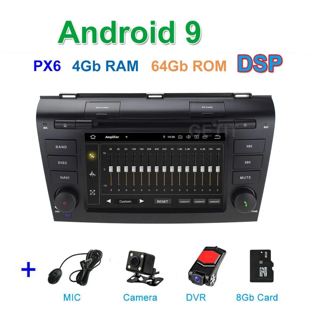 DSP PX6 CAM DVR SD DSP 64G PX6 Android 9 автомобильный DVD видео стерео радиоплеер gps навигация для Mazda 3 мазда3 2003~ 2009 - Цвет: DSP PX6 CAM DVR SD