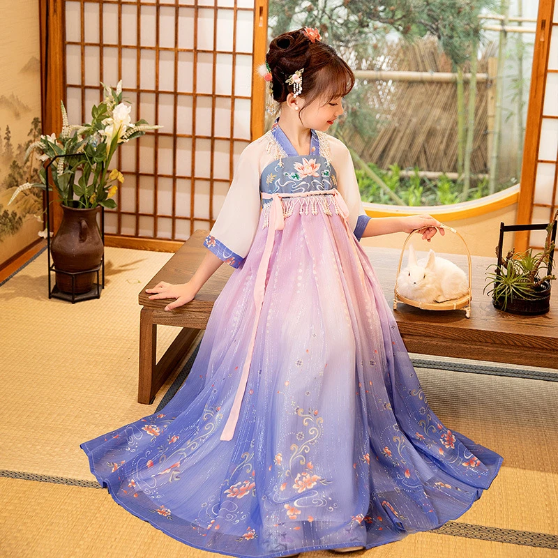 

Children's Improved Hanfu Chinese Costume Dress Spring Autumn Ancient Fairy Clothing for Girls
