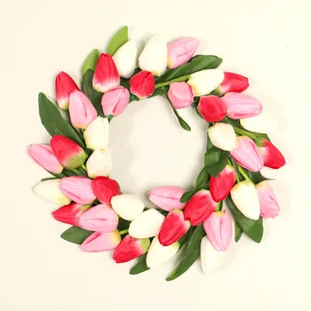 

1pcs Artificial Flowers Tulip Wreath Home Wedding Decoration Party Decoration Wreath Artificial Flower Wall Decoration Ornaments
