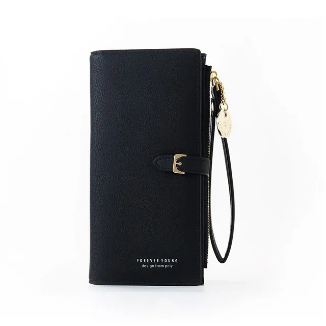Черный Ladies long Wallet Fashion Designer Money+Phone+Coin+Card Big Women Wallets With Zipper Pocket Cute Clutch Female Purses - Цвет: Черный