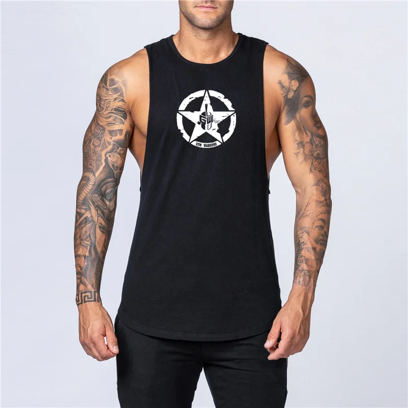 

Gym Mens Tank Top Vest Muscle Sleeveless Sportswear Shirt Stringer Workout Print Clothing Bodybuilding Singlets Fashion Fitness