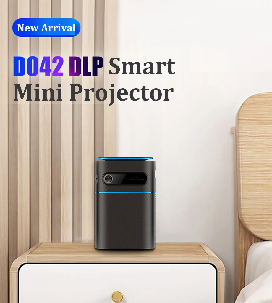 D042 Smart Projector Android 9.0 DLP Smart Mini Projector BT5.0 2.4G/5G wifi support 4K Smartphone portable Beamer