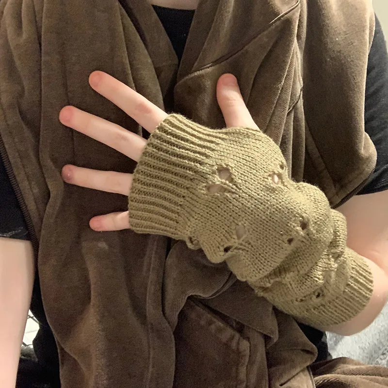Women Gloves Fashion Long Gloves Arm Crochet Warmer Knitting Hollow Mitten Warm Fingerless Christmas Accessories Gift