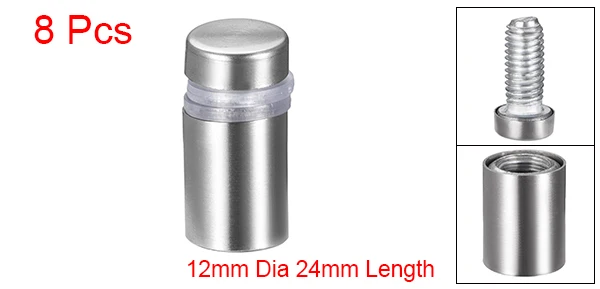12mm x 24mm Uxcell 8 шт. Стекло противостояние крепление нержавеющая сталь стены противостояние Держатель рекламы гвозди диаметром 12 мм до 25 мм - Цвет: 12mm x 24mm
