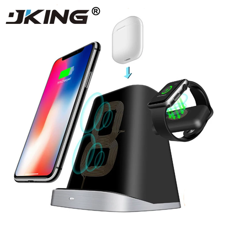 

3 IN 1 Qi Wireless Charger Pad for Airpod for Apple Watch 2/3/4 Fast Charging Dock Station For iphone XR XS X 8 for Samsung S10E